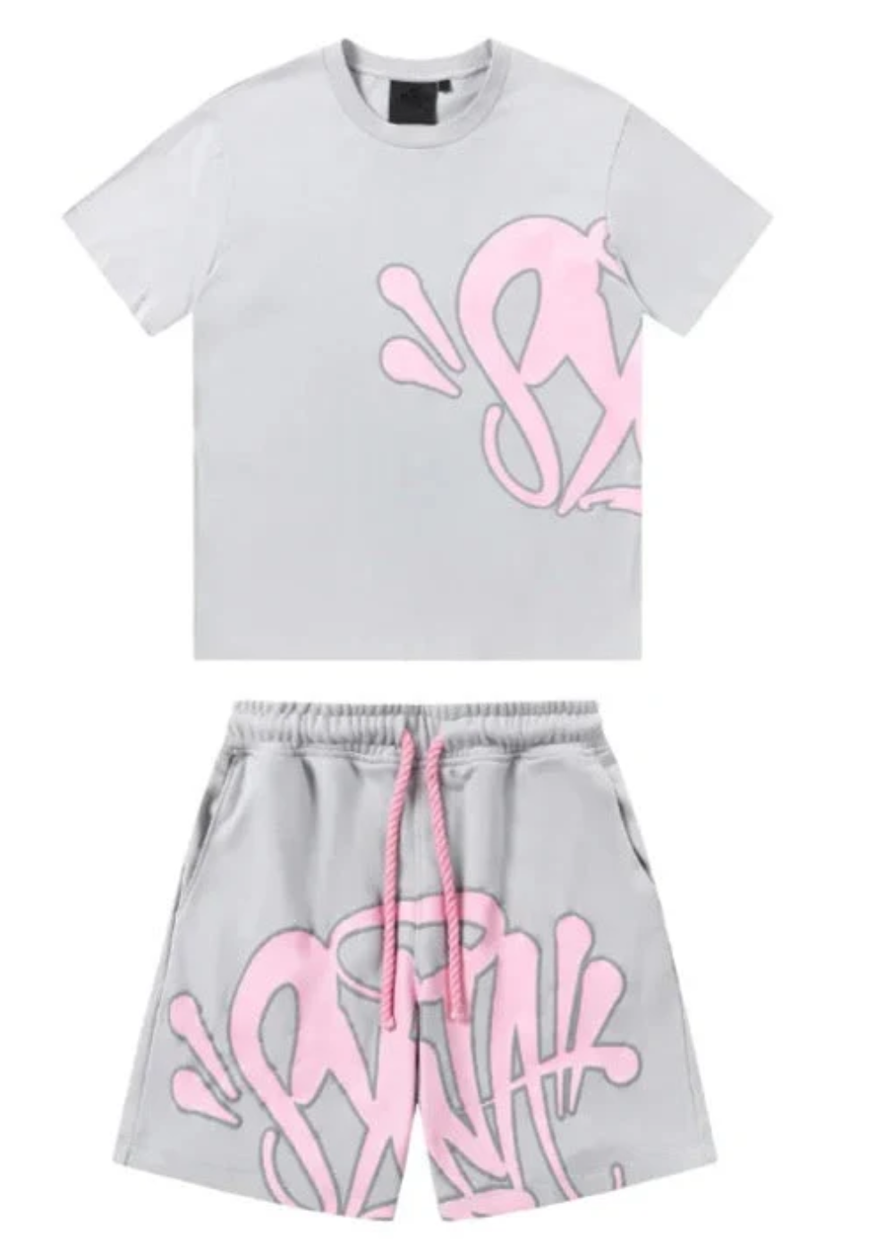 "GRAFFITI" SHORT SET GREY/PINK