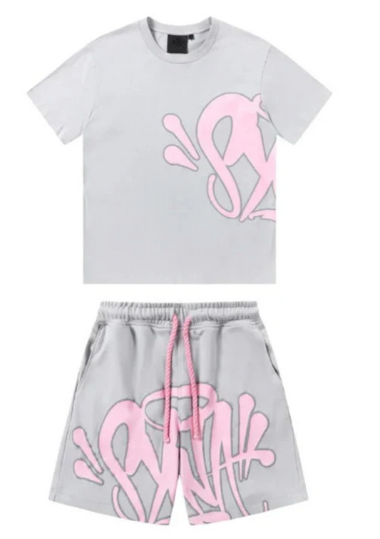 "GRAFFITI" SHORT SET GREY/PINK